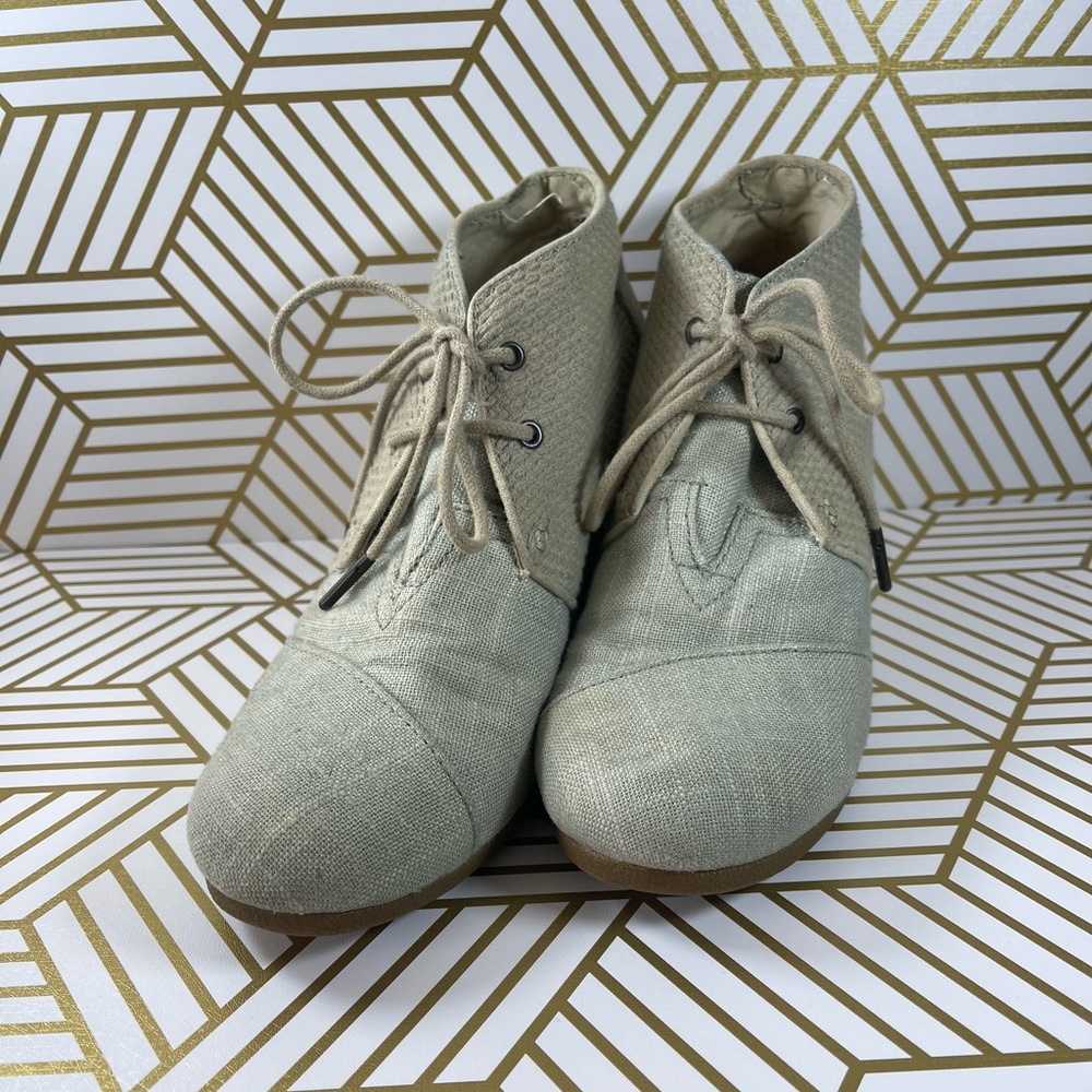 TOMS Pale Blue Burlap Desert Wedge Boots / Booties, Women's Size US 8.5, EU 39